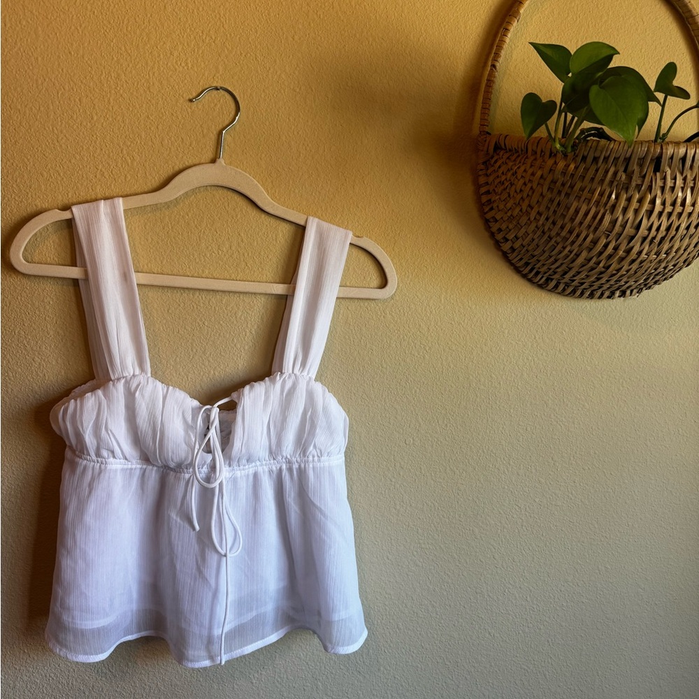 Princess Polly White Tie-Front Peplum Camisole